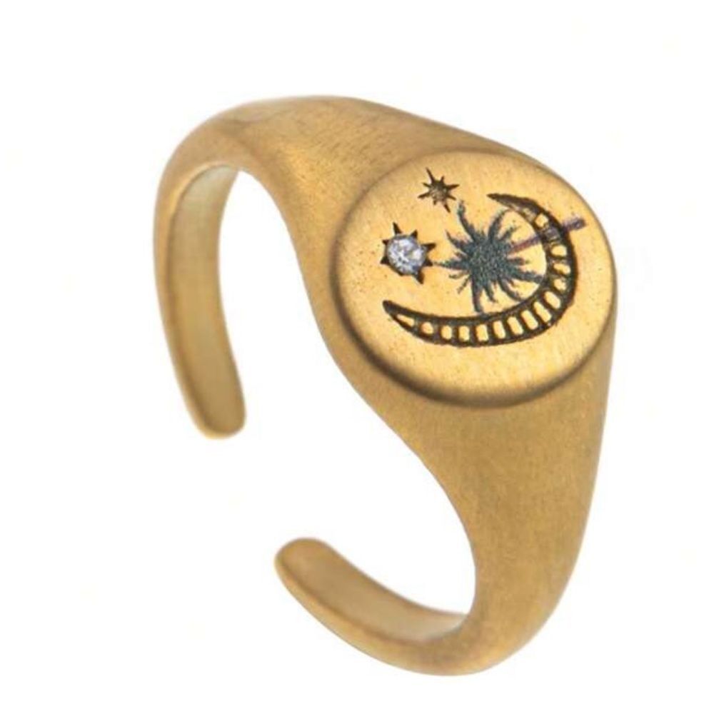 Gold Ring with Palm Tree Design M520